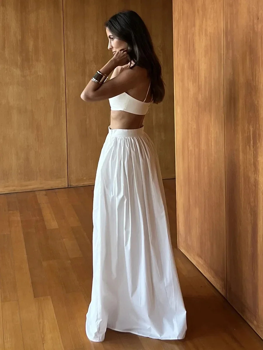 Wolfeel 100% Cotton Suspender Underwear Half Long Skirt Set Summer Beach Style Sexy Stylish Underwear Skirt Set Women's Clothing