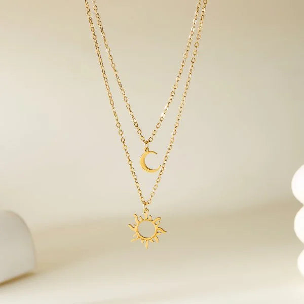 316L Stainless Steel Sun Moon Star Pendant Necklace For Women Exquisite Planet Clavicle Chain Party Jewelry Gifts