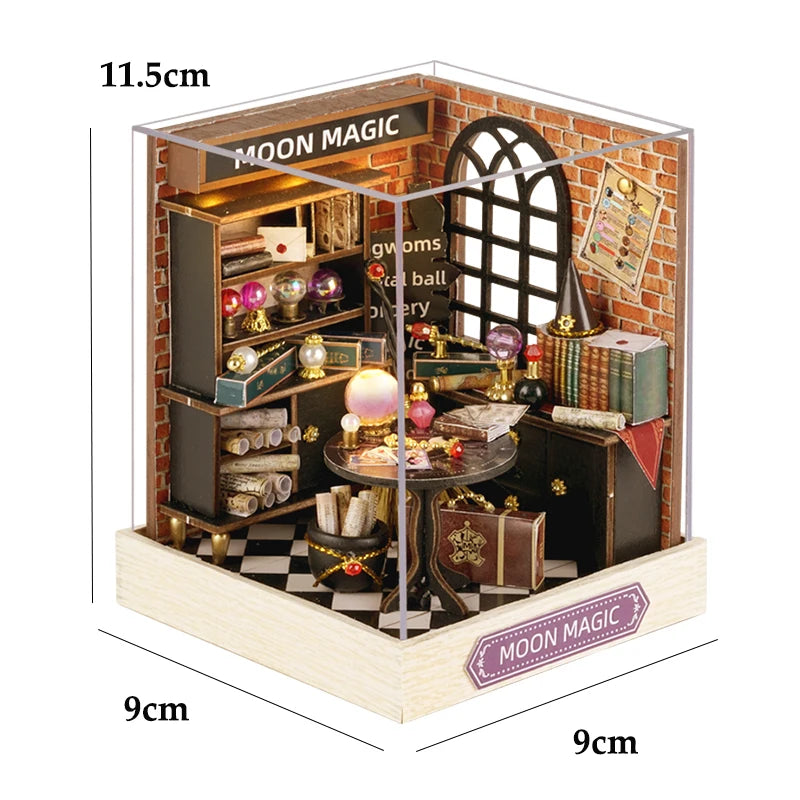 DIY Book Nook Kit Figurines Miniature Booknook Wooden Doll House 3D Puzzle Bookshelf Dollhouses Toy For Birthday Christmas Gift