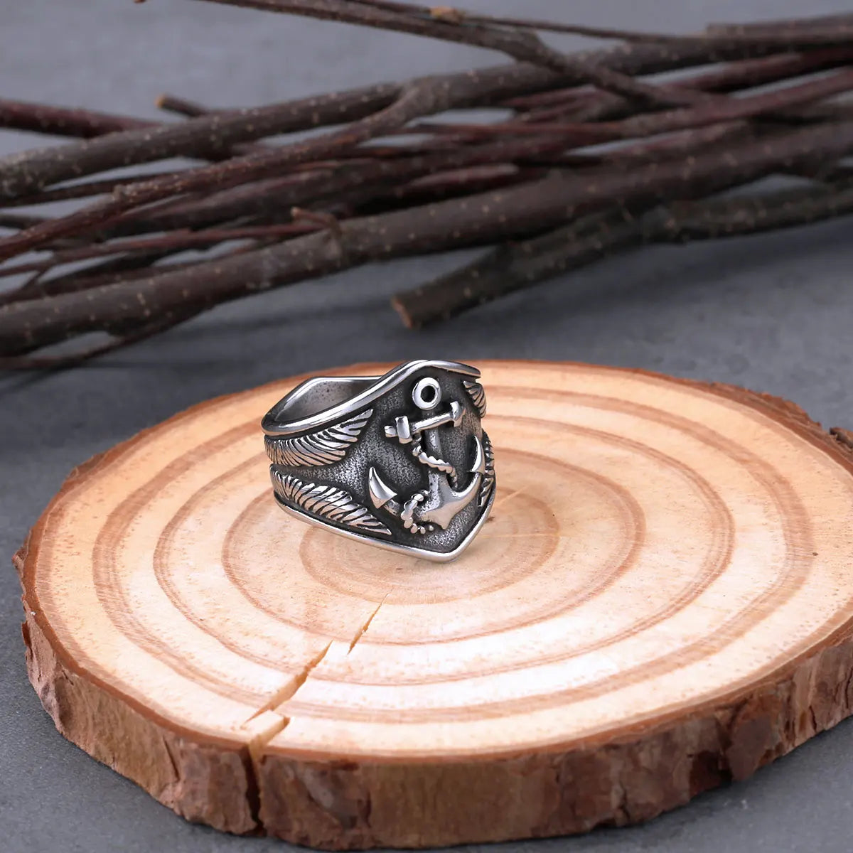 316L Stainless Steel Viking Ship Anchor Ring Men's Boat Rudder Hip Hop Biker Ring Nordic Amulet Jewelry As Gift Dropshipping