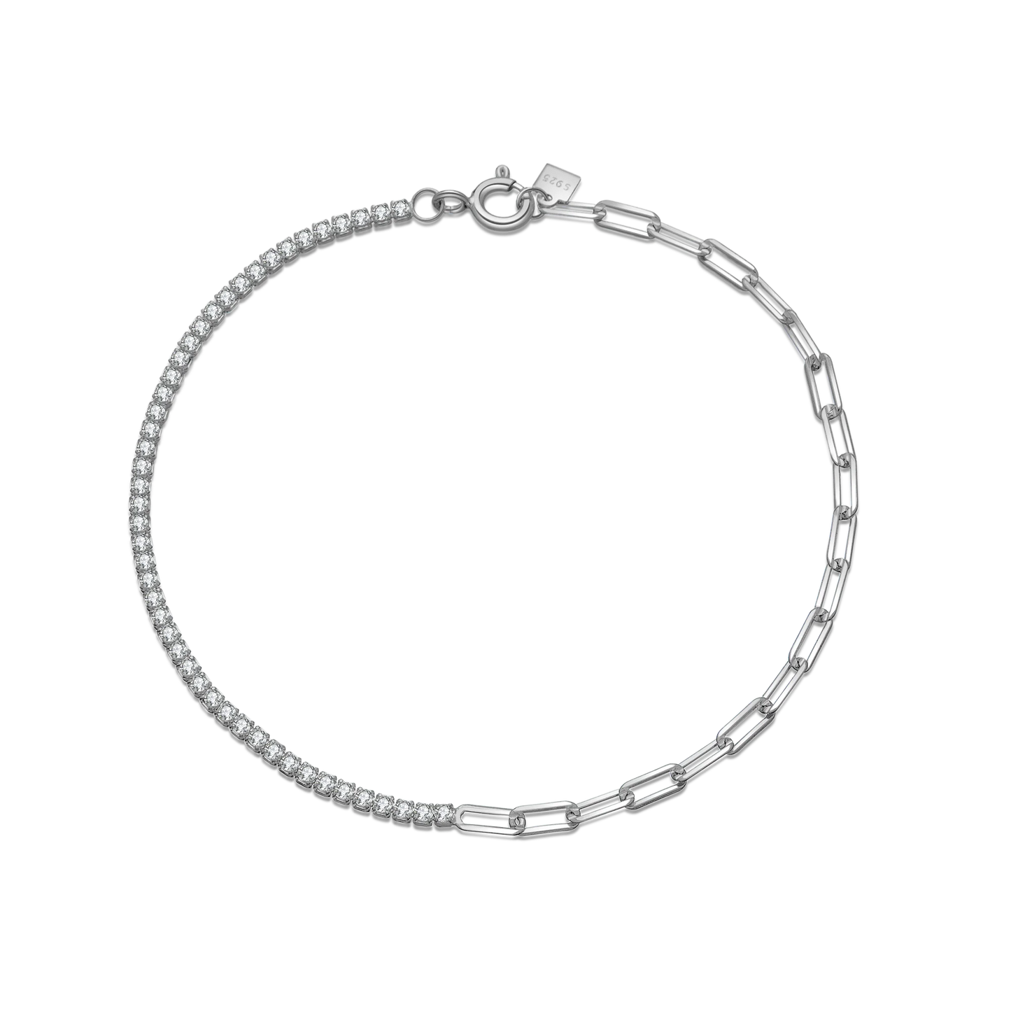VEWANT 925 Sterling Silver Rainbow Colorful Zircon CZ Chain Bracelet Women Fine Jewelry Rock Punk Wedding Anniversary Gift