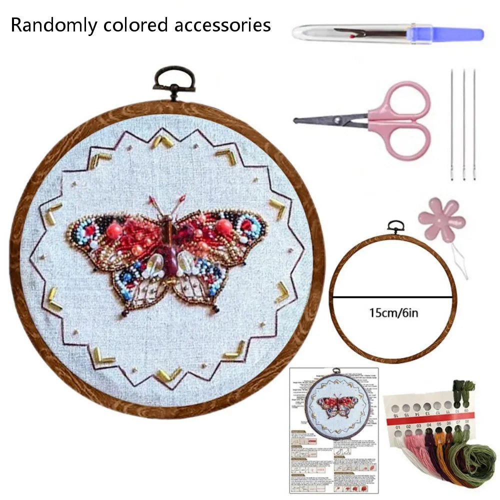 Insect Bead Embroidery DIY Craft Kit Cartoon Cross Stitch Insect Series Bead Embroidery Engraved Insect Pattern Set