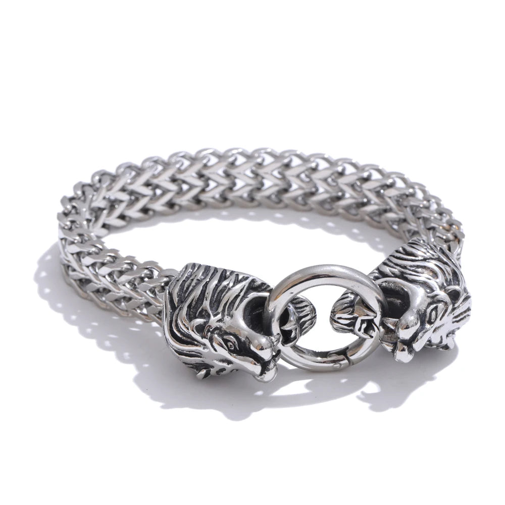 Yhpup Exaggerated Lion Cuban Chain Thick Bracelet Bangle Men Texture Stainless Steel 18K Gold PVD Plated Personalized Jewelry