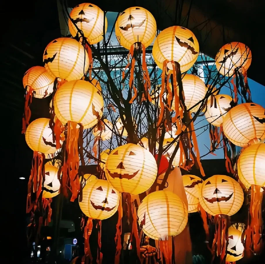6PCS Halloween Paper Lanterns Pumpkin Spider Bat Theme Party Decorations for Halloween Outdoor Indoor Festive Atmosphere Enhance