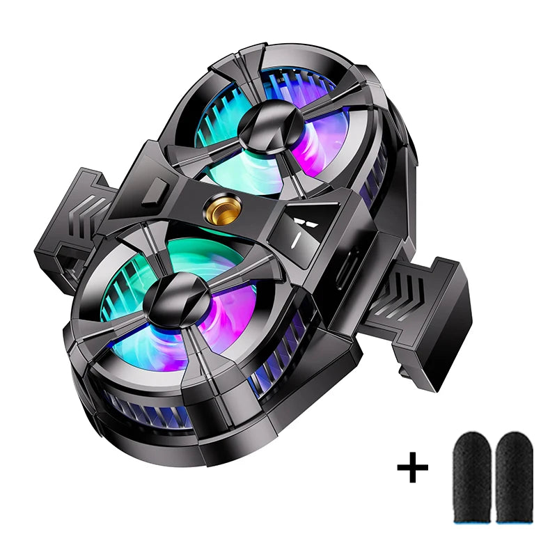 New Dual Fan Large Wind Mute Mobile Phone Cooling Fan Cooler Fast Cooling Live Gaming Handle Cooler Mobile Phone Fan Radiator