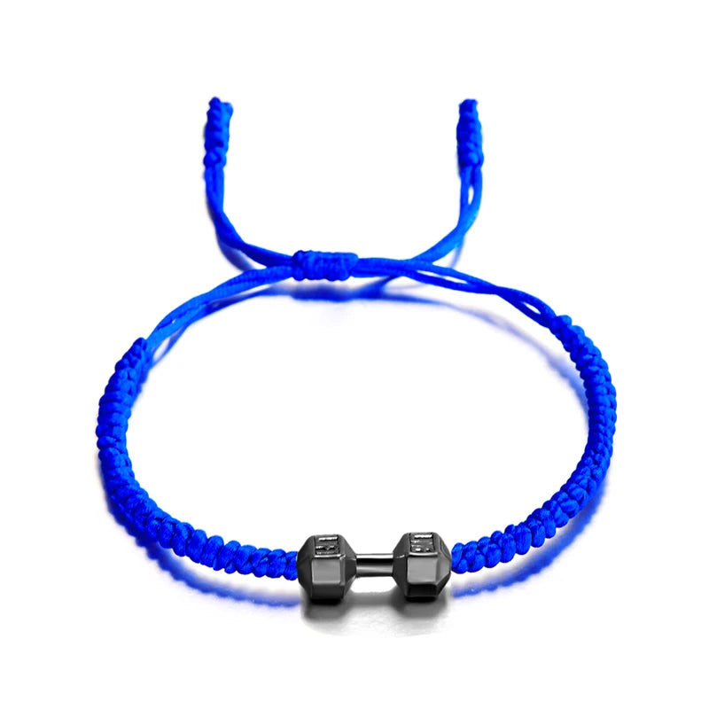 Gold Color Silver Color Dumbbell Bracelets Handmade Braid Adjustable Bracelet for Women Men Charm Barbell Fitness Energy Jewelry