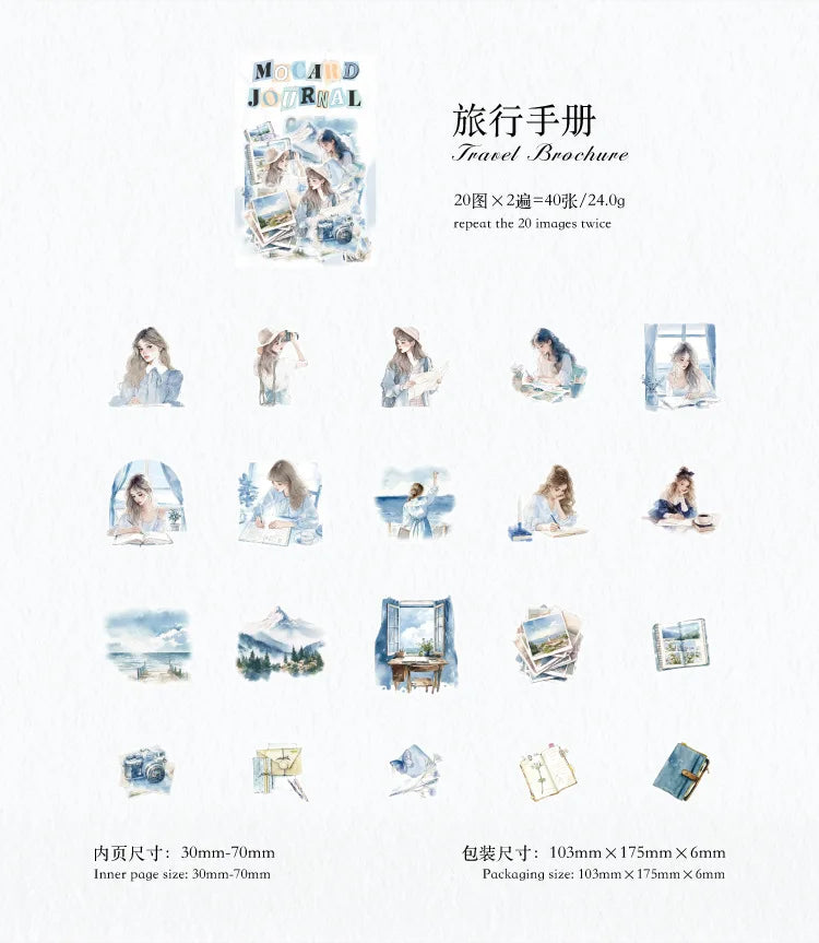 40pcs/lot Kawaii Stationery Stickers The Handbook of Women DIY Junk Journal Paper stickers Planner Decorative Mobile stickers