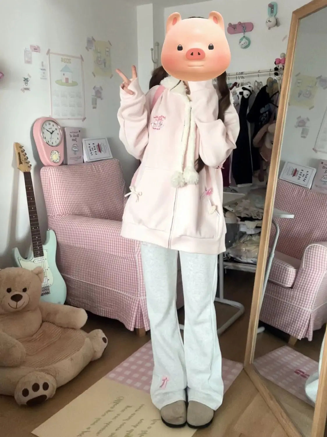 Sweet Girl Cute Straight Pants Spring New Casual All Match Sports Sweatpants Elastic Waist Cartoon Y2k Aesthetic Women Pants