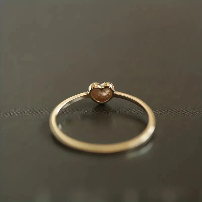 Huitan Noble Gold Color Heart Rings 925 Sterling Silver Simple Accessory Charms Exquisite Wedding Engagement Jewelry for Women