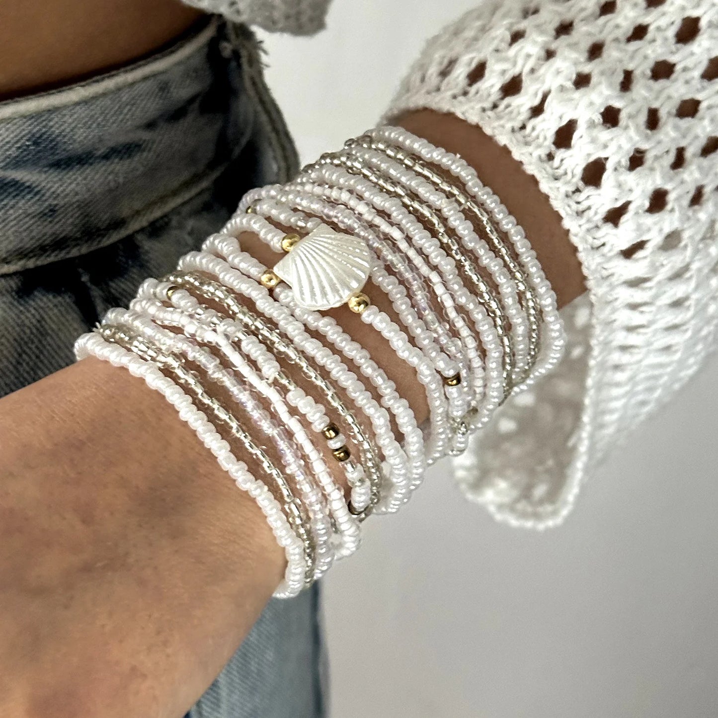 Bohemian Imitation Shell Beads Bracelet For Women Sea Star Turtle Woven Rope Bracelet Handmade Friendship Beach Holiday Jewelry