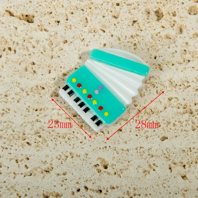 100pcs Kawaii Flatback Resin Piano Earphone Radio Cabochon Charm DIY Craft Scrapbook Dollhouse Decoration Accessories