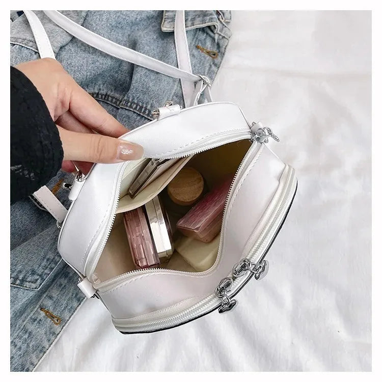 Y2K Cute Nautical Theme Ita Bag Kawaii Girl Transparent Shoulder Bag DIY Display Backpack Students Round Messenger Crossbody Bag