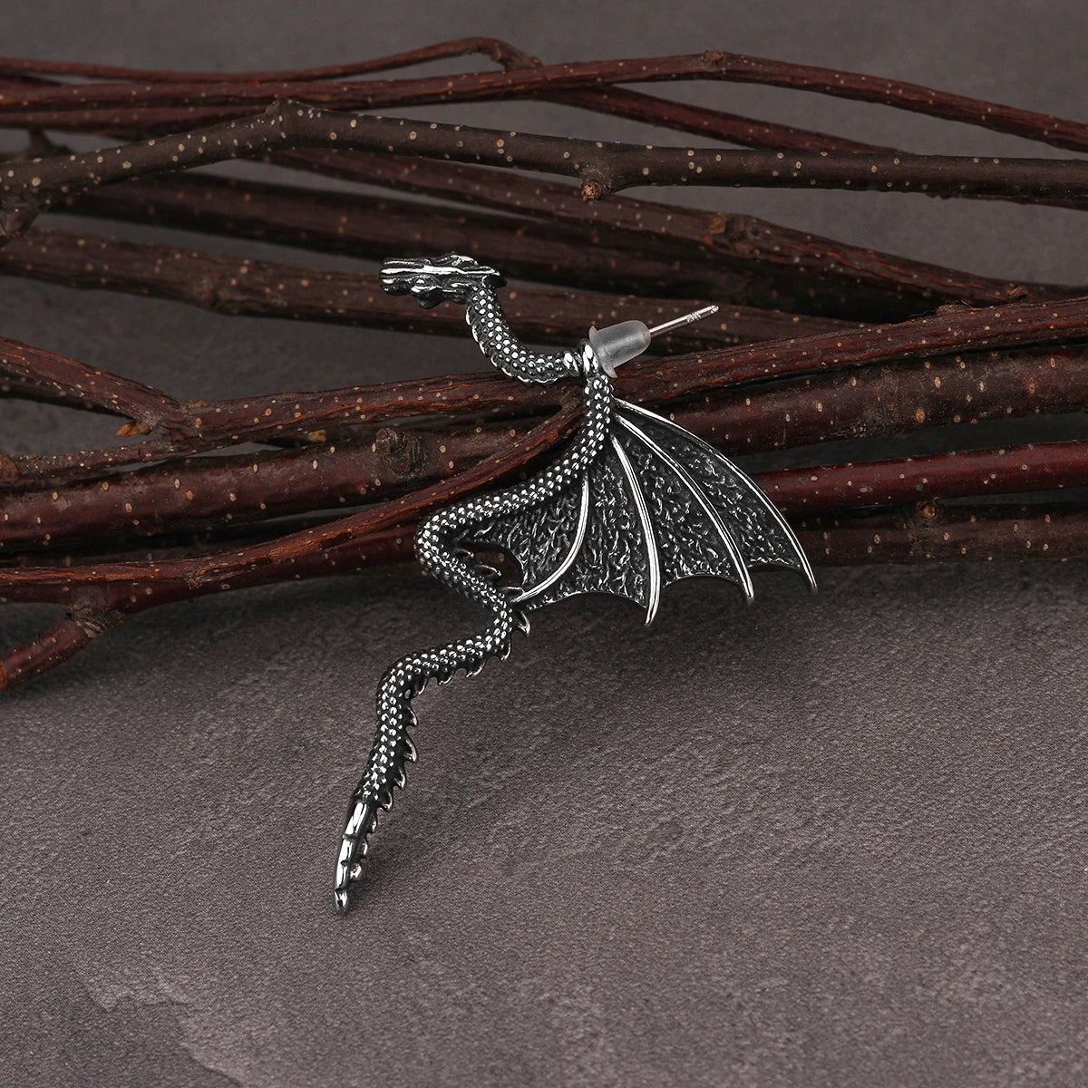 Vintage Viking Dragon Drop Earrings Men Women Fashion Stainless Steel Nordic Rune Amulet Jewelry Halloween Party Gift