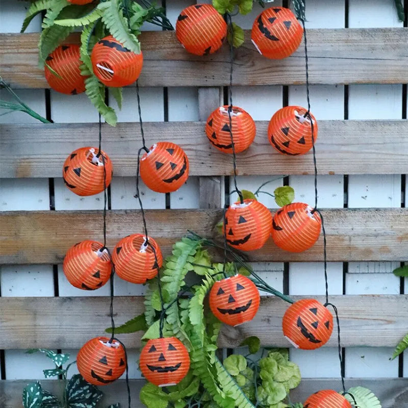 Halloween Pumpkin Lantern Solar String Lights Outdoor Waterproof LED Fairy String Lights Garden Yard Halloween Party Decorations