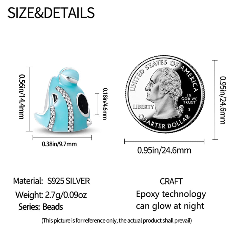 New 100% 925 Sterling Silver Ocean Luminous Sea Turtle Dolphin Octopus Charms Beads Fit Qikaola Original Bracelets DIY Jewelry