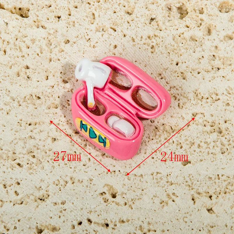 100pcs Kawaii Flatback Resin Piano Earphone Radio Cabochon Charm DIY Craft Scrapbook Dollhouse Decoration Accessories
