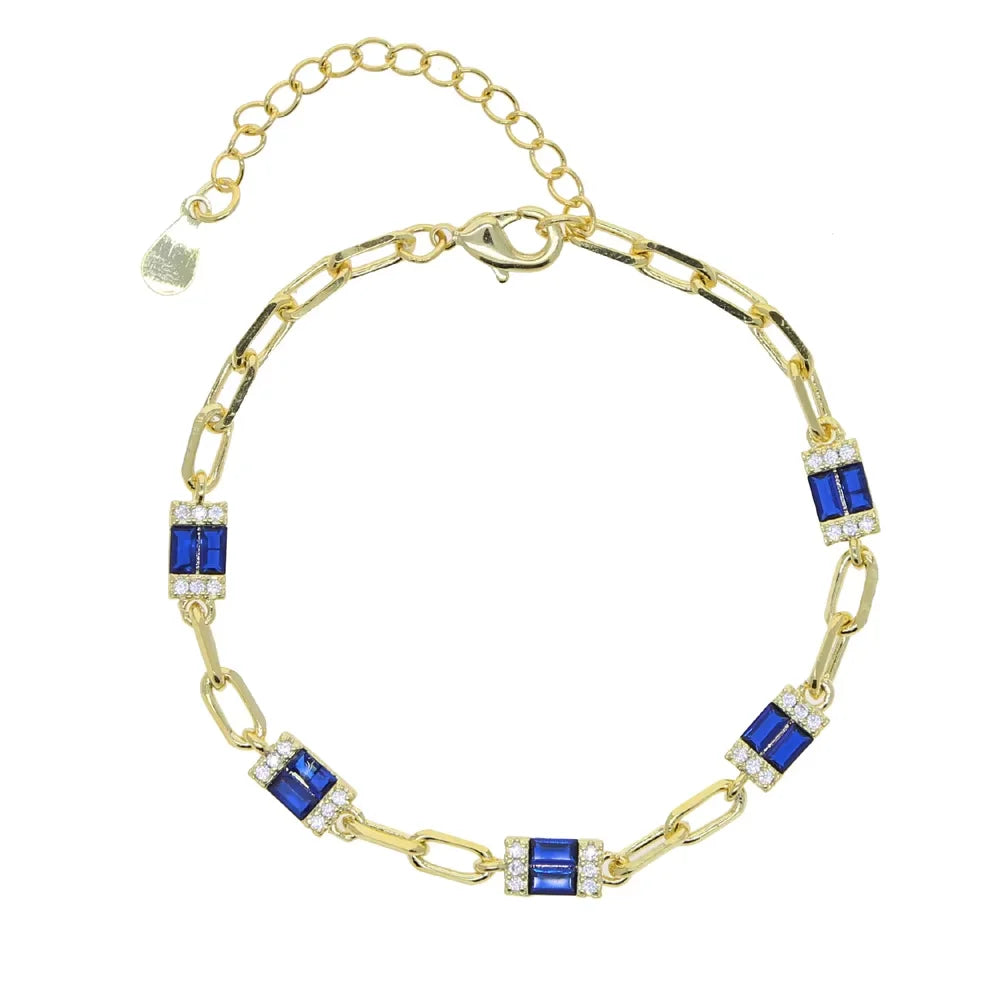 White Rainbow Cz Paved Link Cuban Chain Bracelet For Women Miami Boho Style Thick Gold Color Charm Bracelet Fashion Jewelry