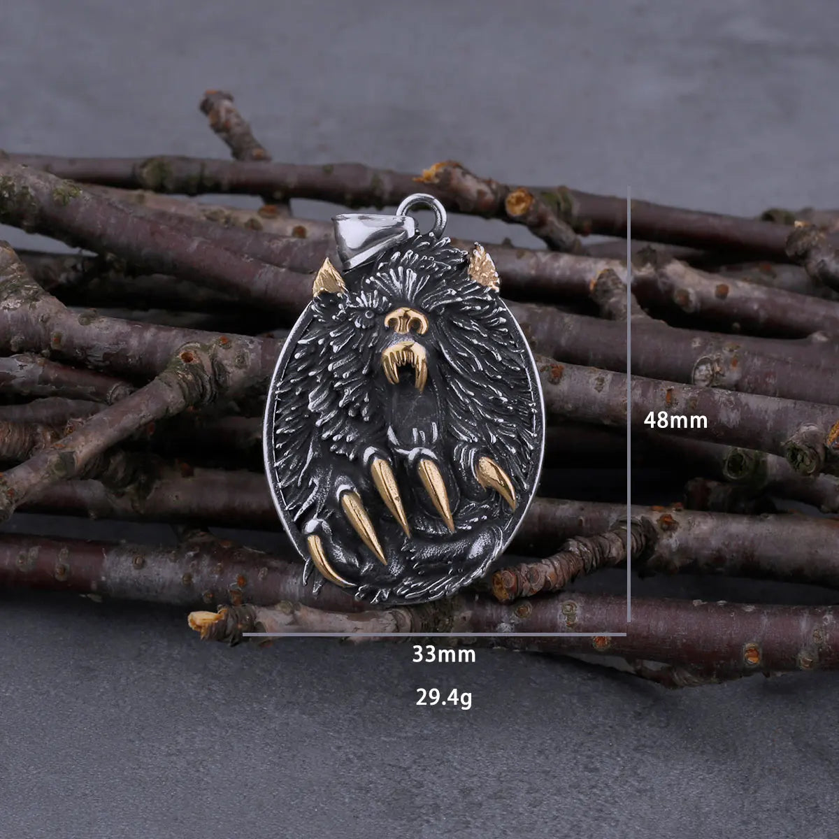 Men's Viking Wolf Head Stainless Steel Necklace Never Fade High Quality Steel Color Wolf Paw Hip Hop Pendant Amulet Jewelry Gift