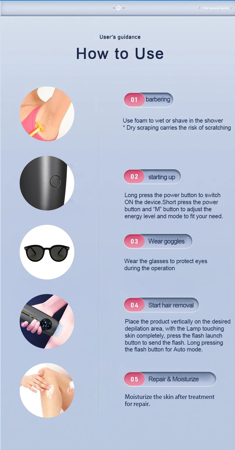 Rechargeable Laser Hair Removal Sapphire Cooling Auto Permanent Painless Bikinis Trimmer in Home Icy Cold Wireless IPL Epilator