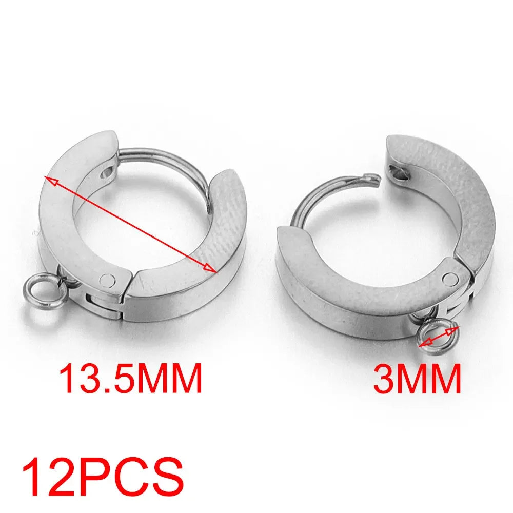 10pcs Stainless Steel Round Earrings Hooks Clasps Earring Post Components Parts Ear Ring for Making Supplies Women DIY Findings