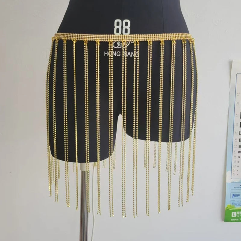 Halloween Women Skirts Tassels Bottom Mini Shining Luxury Sequin Skirt Nightclub Party Bikini Beachwear Cover Up Body Chain 2025