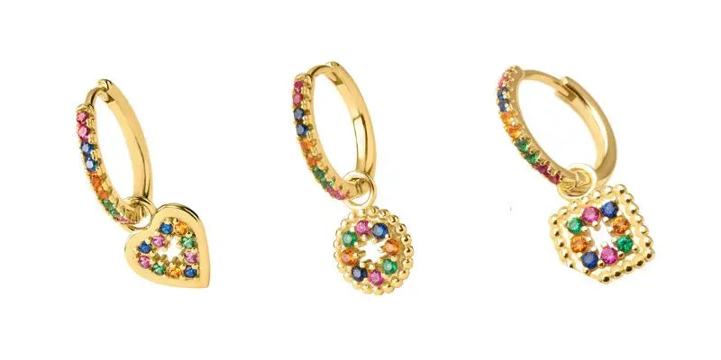 Colorful Crystal Earrings 925 Sterling Silver Ear Needle Stud Earrings for Women Cross Dangle Earrings Party Wedding Jewelry