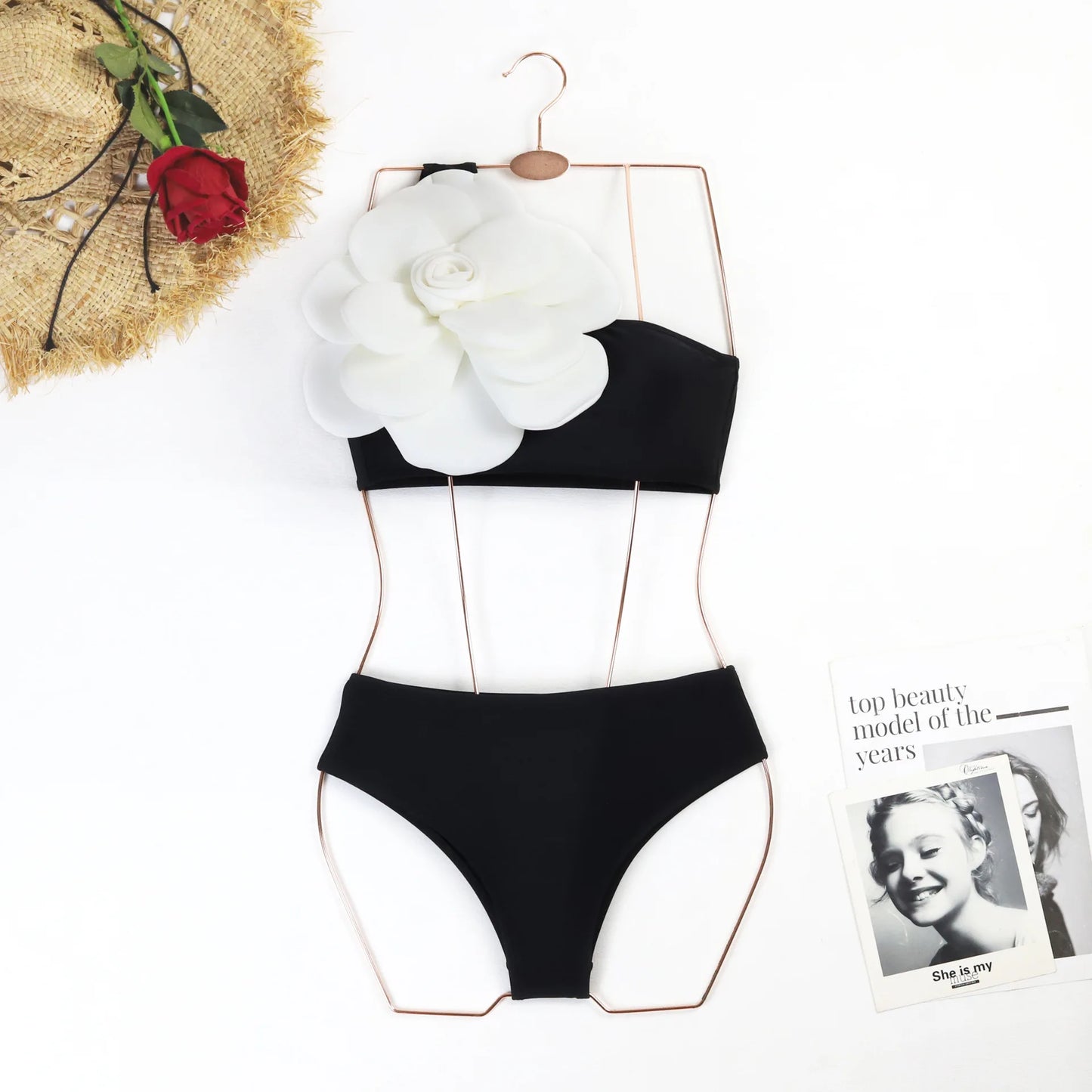 Sexy One-Shoulder Ruffled Print Floral Swimsuit Bikini Set Single Piece Micro Monokini Sexy Swimwear For Girls Summer Beachwear