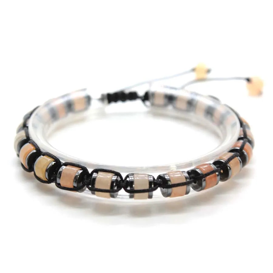 Handmade Braided Crystal Stone Bracelets For Couple Natural Amethyst Tourmaline Rope Macrame Adjustable Women Bracelet Jewelry
