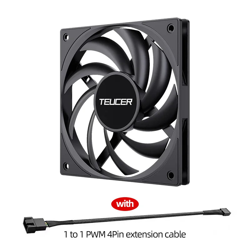 Teucer UT-12015 Ultrathin 15mm Thinckness 12cm Chassis Fan 12V/4Pin PWM FBD Bearing PC Case Cooling Ventilator 1-10pcs with Hub