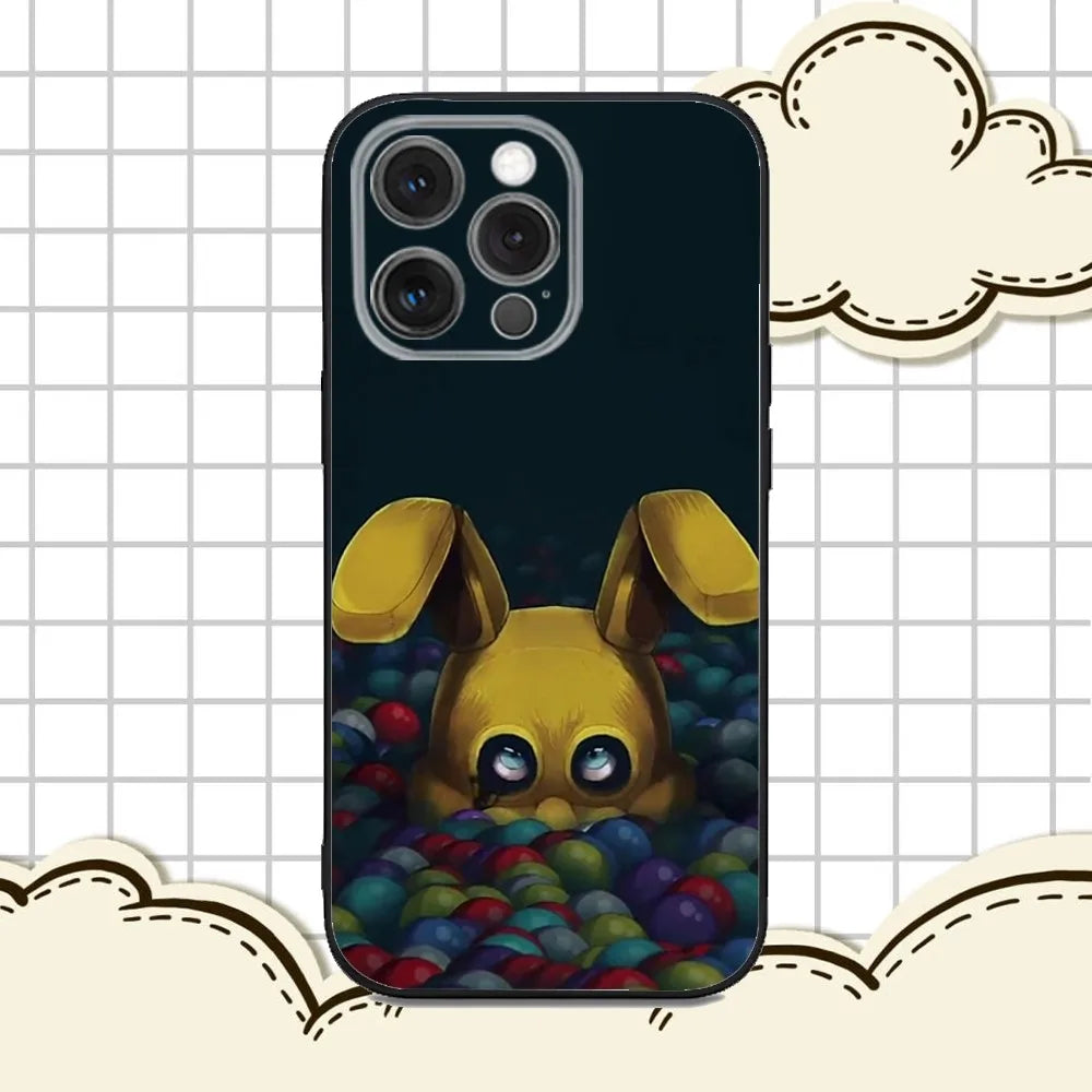 Five-Nights At F-Freddys Phone Case For iPhone 16e,16,15,14,13,12,11,Pro,X,XS,Max,XR,Plus,Mini Soft Black Cover