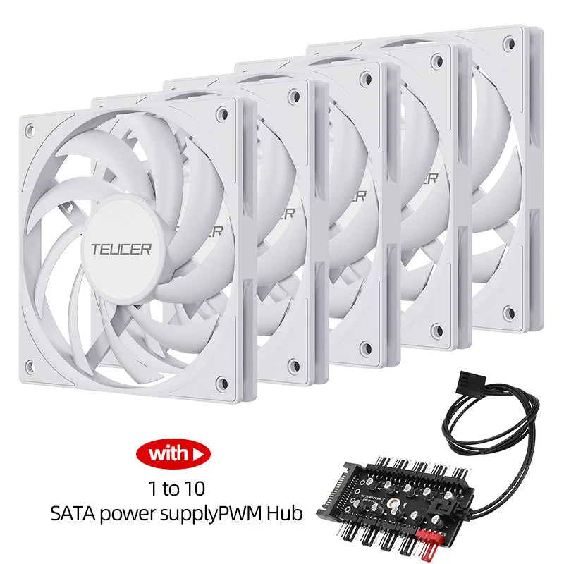 Teucer UT-12015 Ultrathin 15mm Thinckness 12cm Chassis Fan 12V/4Pin PWM FBD Bearing PC Case Cooling Ventilator 1-10pcs with Hub