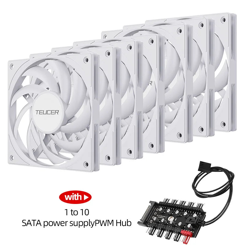 Teucer UT-12015 Ultrathin 15mm Thinckness 12cm Chassis Fan 12V/4Pin PWM FBD Bearing PC Case Cooling Ventilator 1-10pcs with Hub