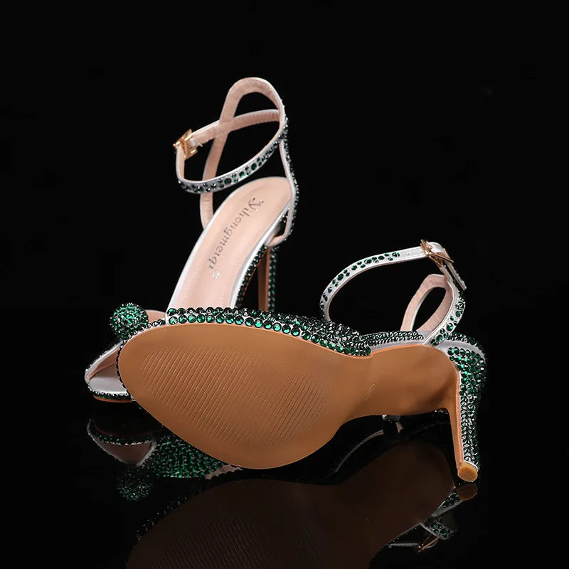 Fashion High Quality Wedding Shoes Women Pearls Studs Luxury Peep Toe White High Heels Buckle Designer Woman Sandal 43 Zapatos