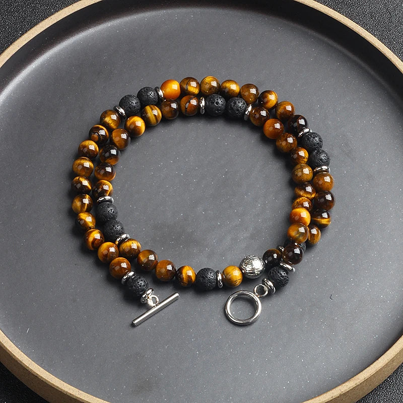 Reiki Lava Tiger Eye Stone Bracelets Men Fashion Nature Energy Stone Chakra Beads Yoga Healing Bracelet Diffuser Jewelry Pulsera
