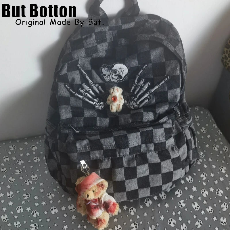 Men Women Streetwear Backpack large capacity Skull homestay y2k versatile hot girl goth punk bag student skeleton schoolbag
