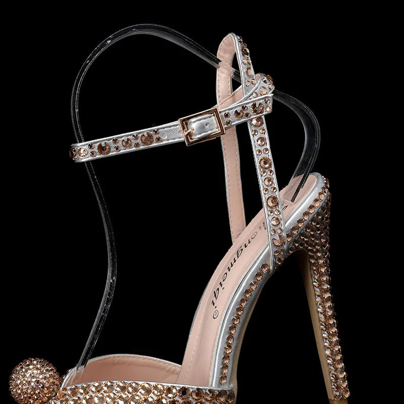Fashion High Quality Wedding Shoes Women Pearls Studs Luxury Peep Toe White High Heels Buckle Designer Woman Sandal 43 Zapatos