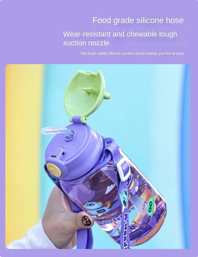 650ml Cute Kids Water Bottle with Straw Free BPA Leakproof Outdoor Portable Children's Cups School Water Bottle for Children