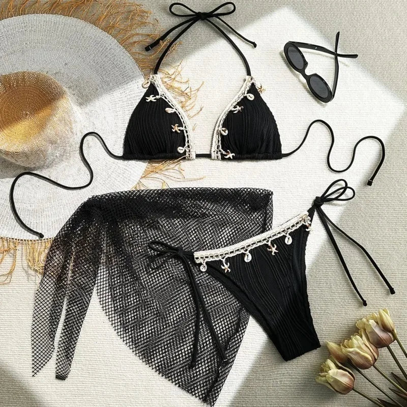 2025 Sexy Bikinis Female Swimsuits Women Three-Piece Swimwear Beach Swimming Wear Bathing Suit Brazilian Bikini Set Pool Bather