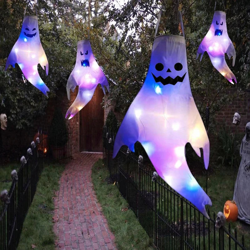 Halloween Floating Ghost Decor for Home Courtyard Hanging Pumpkin Lamps Halloween Scary Horror Atmosphere Decor