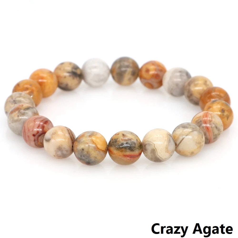 Women Men Bracelet Natural Rainforest Jasper Crystal Round Beads Wrist Chain Chakra Healing Energy Stretch Charm Strand Jewelry