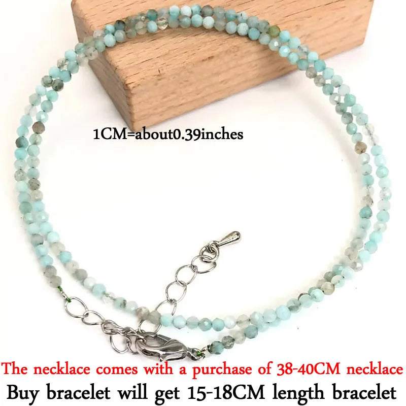 2-3mm Natural Stone Beaded Necklace Handmade Mini Tourmaline lapis crystal Energy Healing Female Bracelet for Women Jewelry Gift