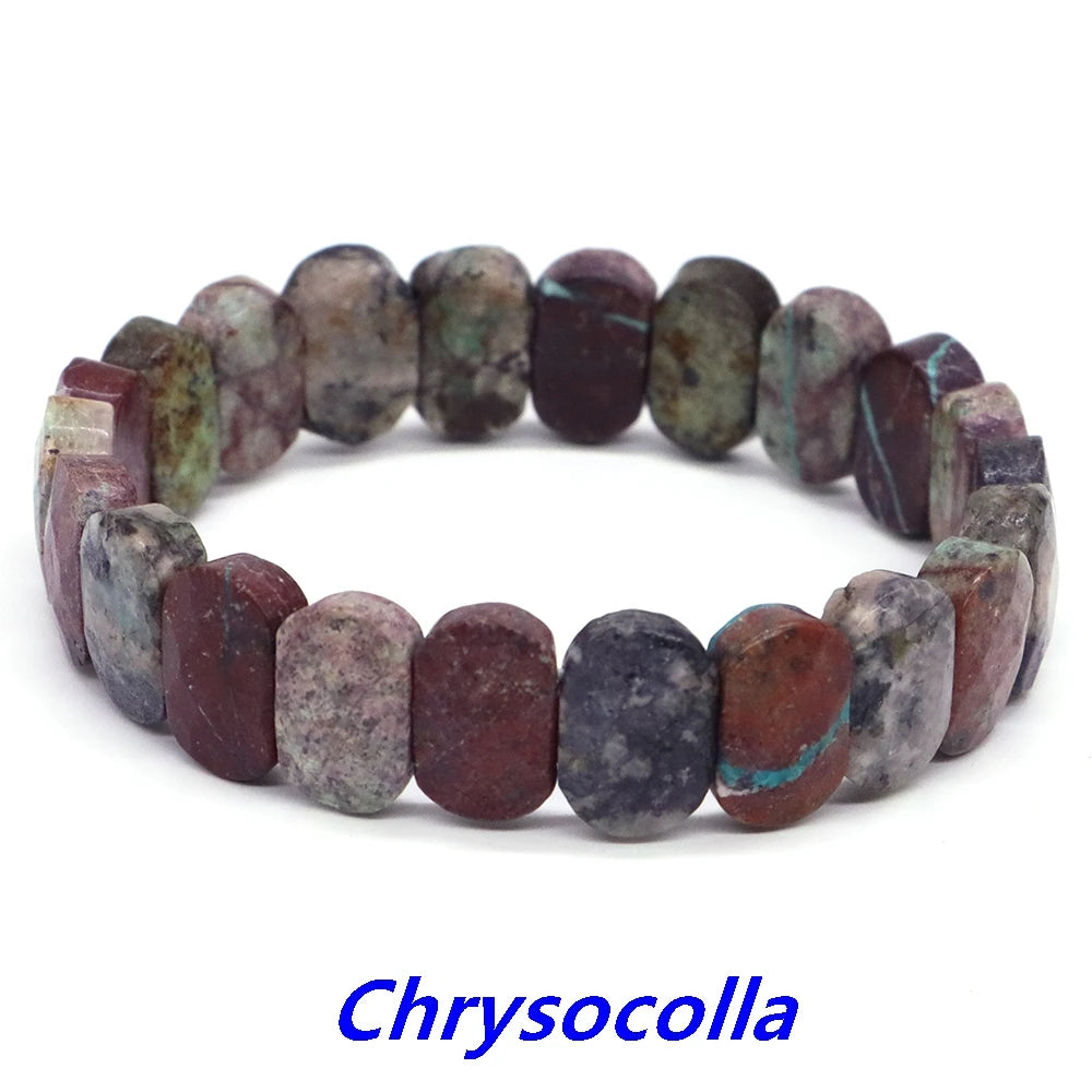 8x14mm New Natural Cut Square Beads Strand Elastic Bracelets Amethyst Healing Crystal Energy Rectangle Bangle Women Jewelry Gift