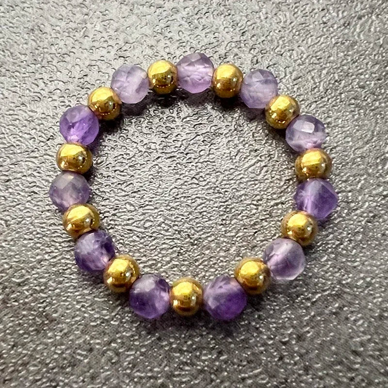 Boho Purple Tourmaline Ring Sets For Wedding Fashion Handmade Jewelry Freshwater Pearl Women Rings Stainless Steel