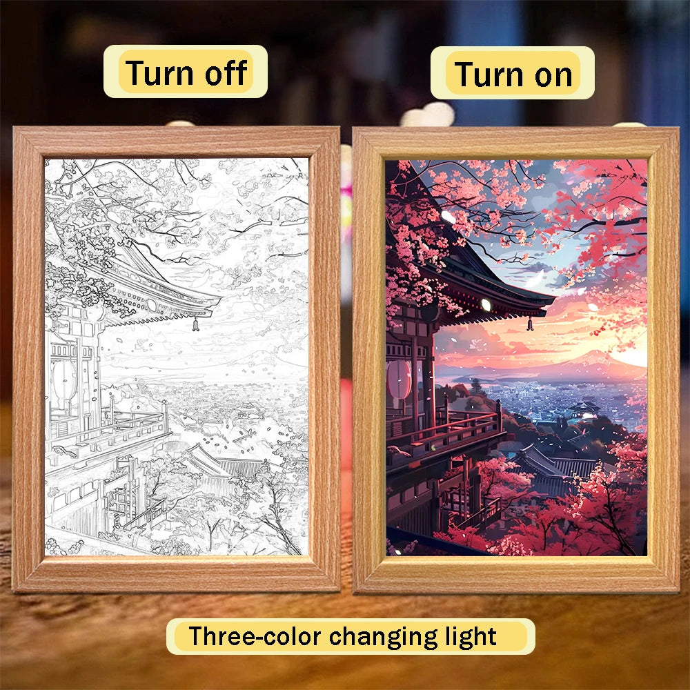 Beautiful city, Japan, Mount Fuji light picture frame, Led night light, wall light, home decoration, Christmas gift, moon light