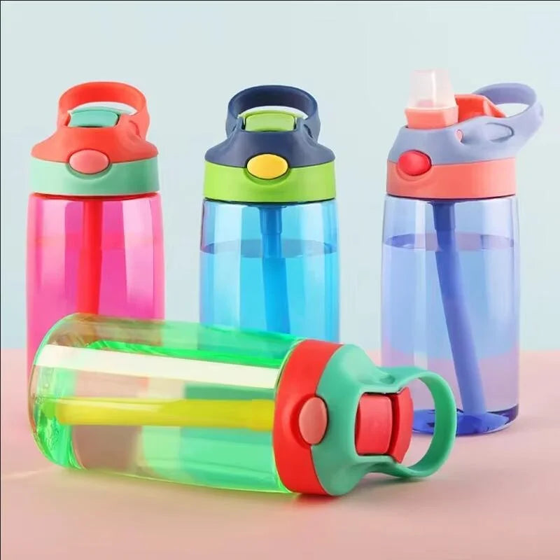 480ml Water Bottle With Straw Kids Girls Portable Travel Bottles Gym Sports Fitness Cup Summer Cold Water Juice Drinking Bottle