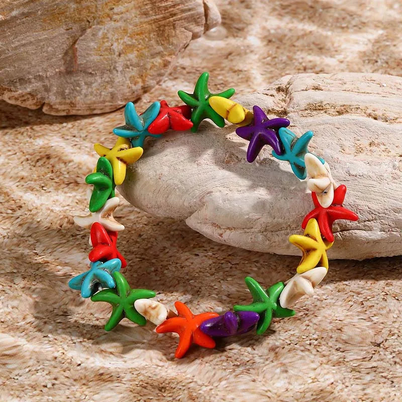 Bohemian Imitation Shell Beads Bracelet For Women Sea Star Turtle Woven Rope Bracelet Handmade Friendship Beach Holiday Jewelry