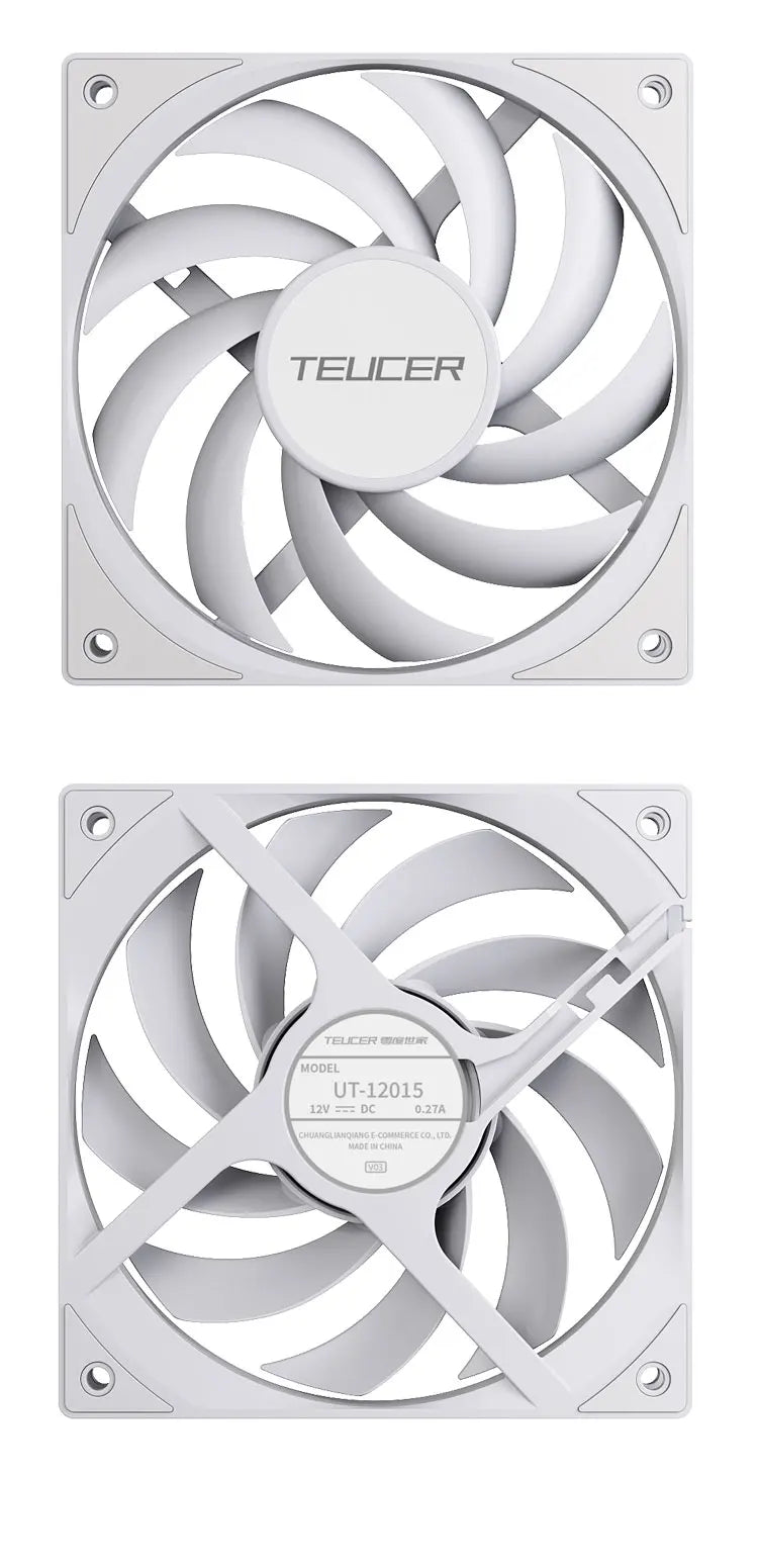 Teucer UT-12015 Ultrathin 15mm Thinckness 12cm Chassis Fan 12V/4Pin PWM FBD Bearing PC Case Cooling Ventilator 1-10pcs with Hub