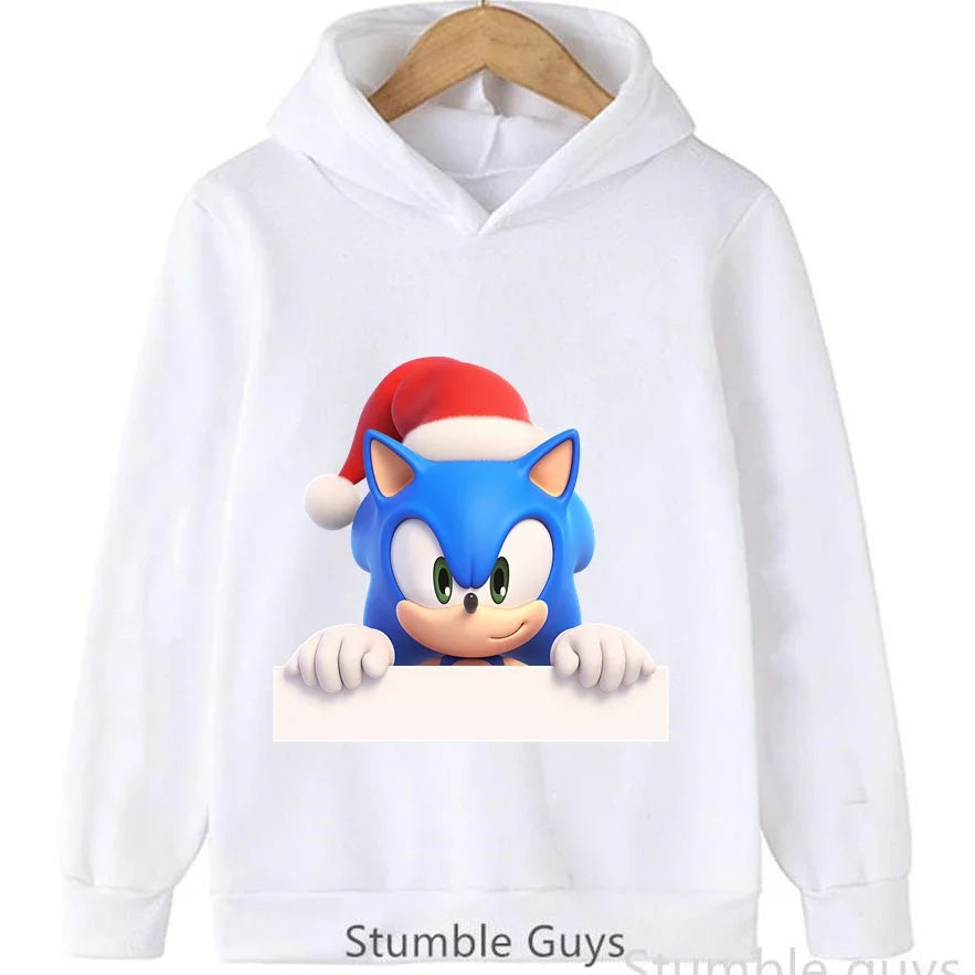 Anime Sonic Kids Hoodie Trucksuit Autumn Boys Girls Cartoon Clothes Christmas Gift Trendy Match Cardigan Sweatshirt