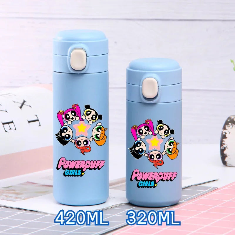 320ml/420ml The Powerpuff Girls Portable Large Capacity Sport Water Bottle Children Drinking Cup Thermal Stainless Steel