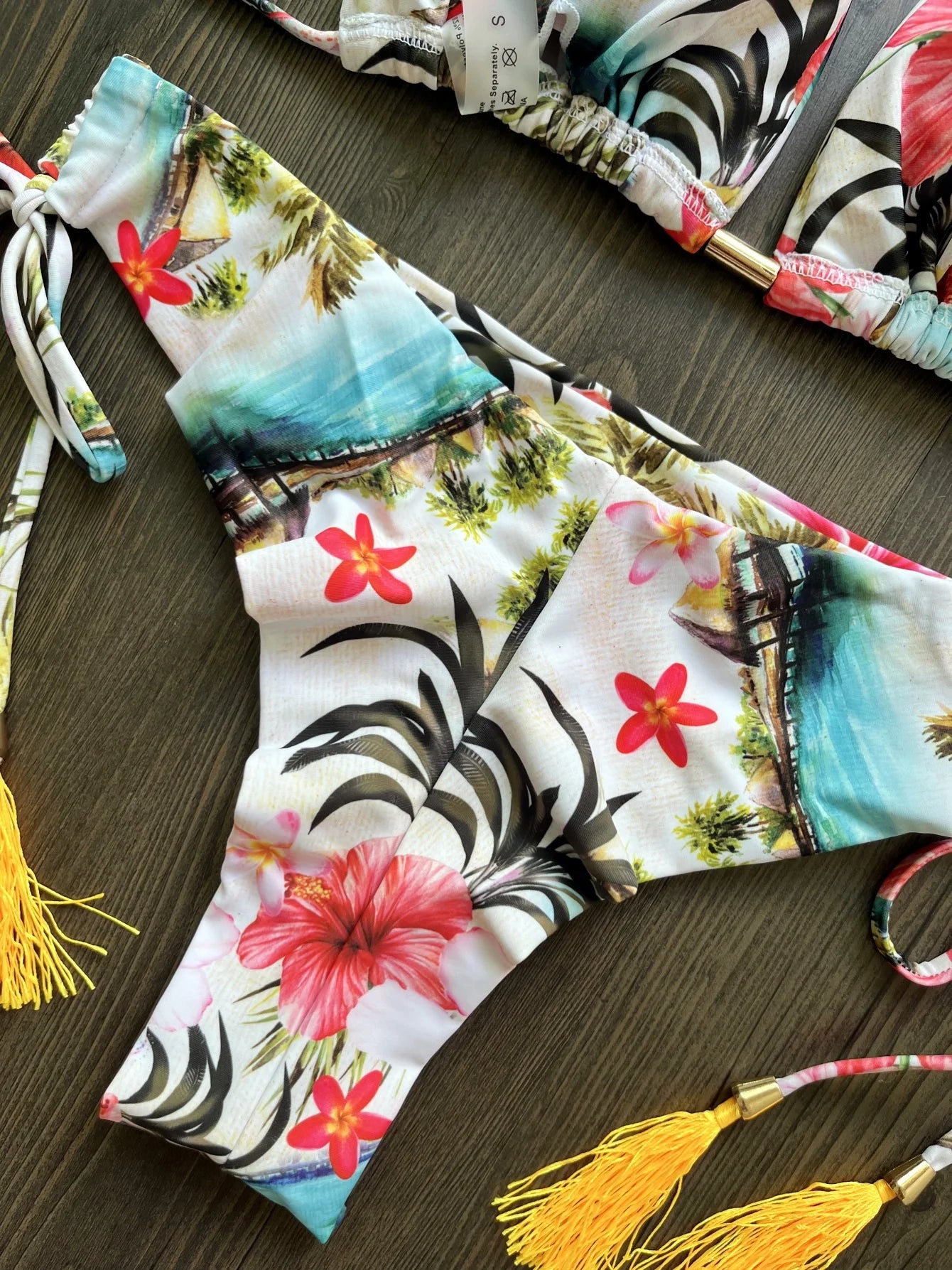 RUOTONSEPT New Sexy Botany Print Bikinis Set Women's Swimsuit Two-piece Triangle Halter Swimwear Bathing Suit Brazilian Biquinis